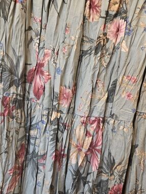 Country Classics by Koret Vintage Floral Broomstick Maxi Skirt 2X NWT Olive Boho